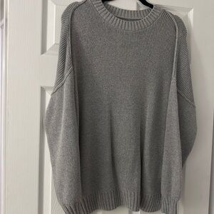 Hollister Light Gray Ribbed Crewneck Sweater